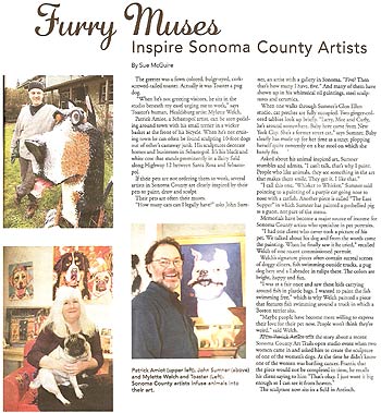 Sonoma Pets article - 'Furry Muses Inspire Sonoma County Artists'